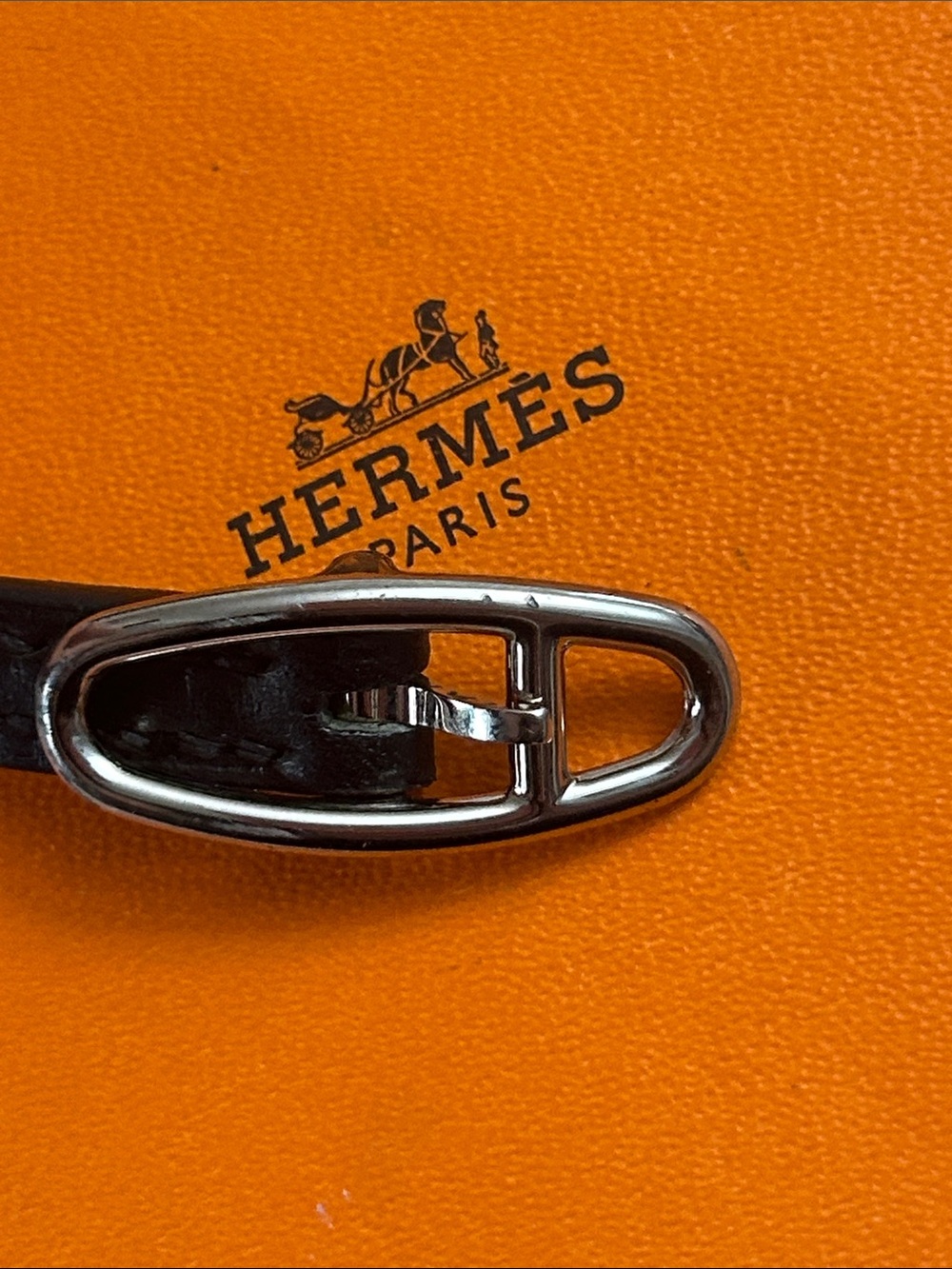 Hermes black leather wrap bracelet with silver hardware - Picture 9 of 11